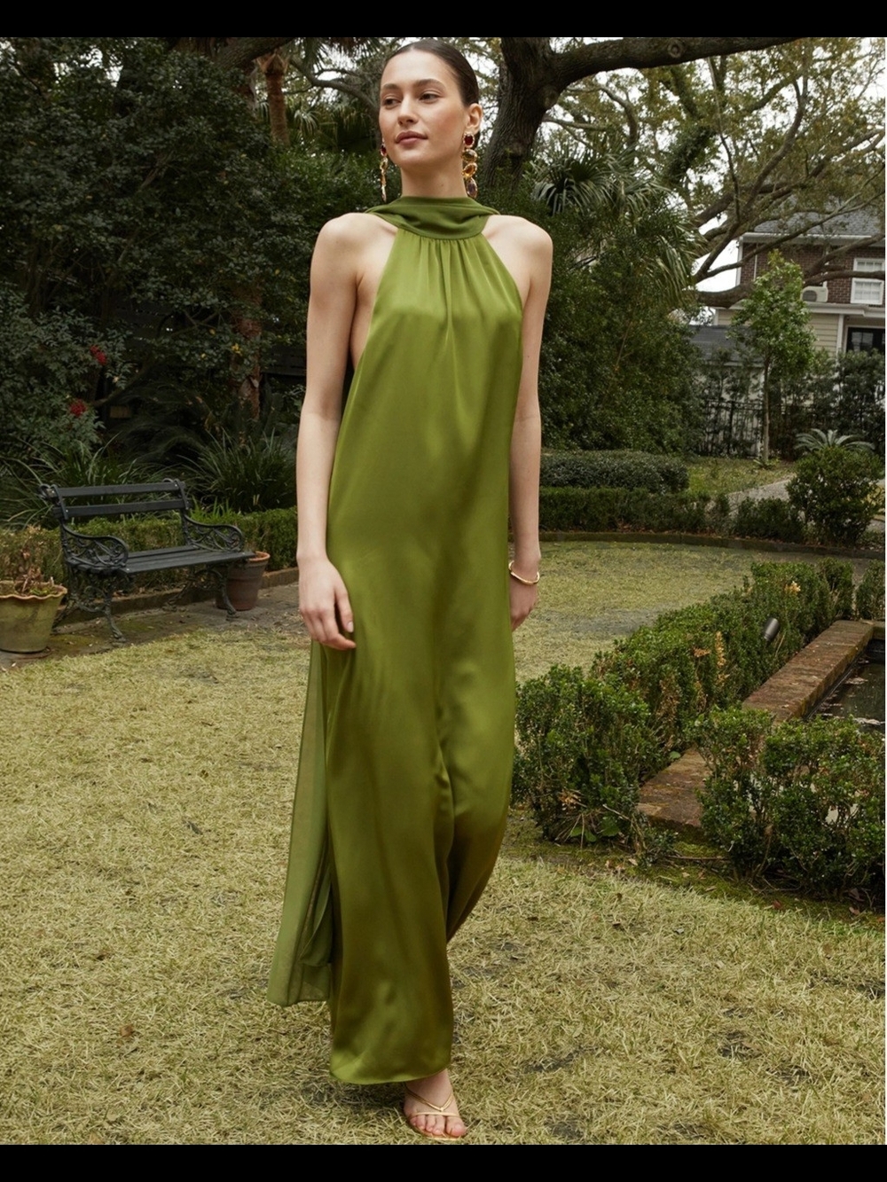 Few Moda O.P.T. Alessia Halter Neck Maxi Dress In Clover